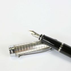 Aurora - stylo plume - Ipsilon argent - Noir Argent - Pointe 14KT Moyenne