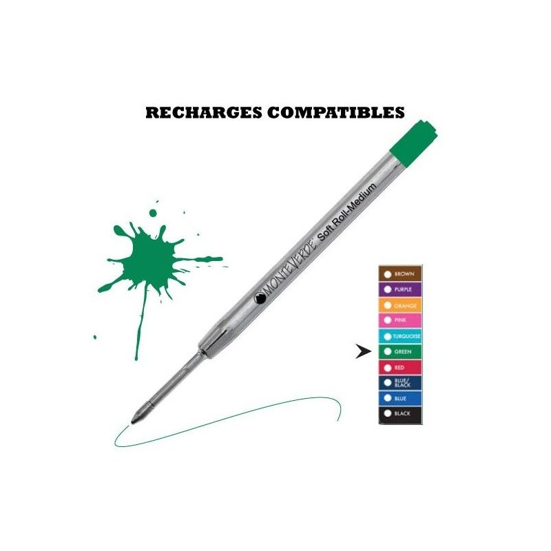 Monteverde - recharge compatible Parker - stylo bille - Gel - Vert - Fine