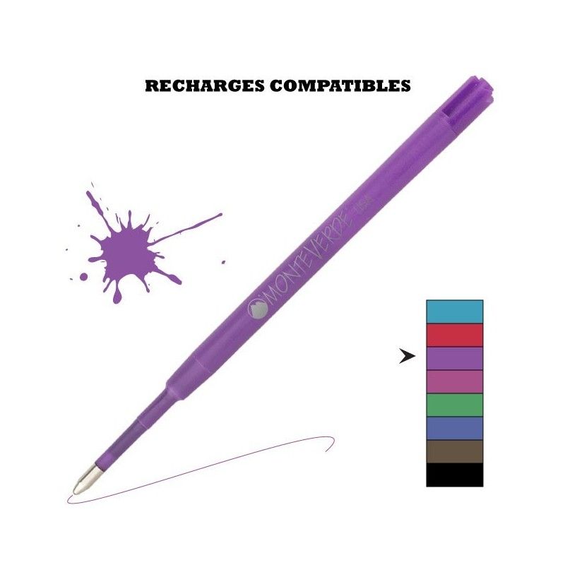 Monteverde - recharge compatible Parker - stylo bille - Bille plastique - Violet - Moyenne