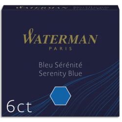 WATERMAN Etui de 6 mini cartouches encre Bleue sérénité